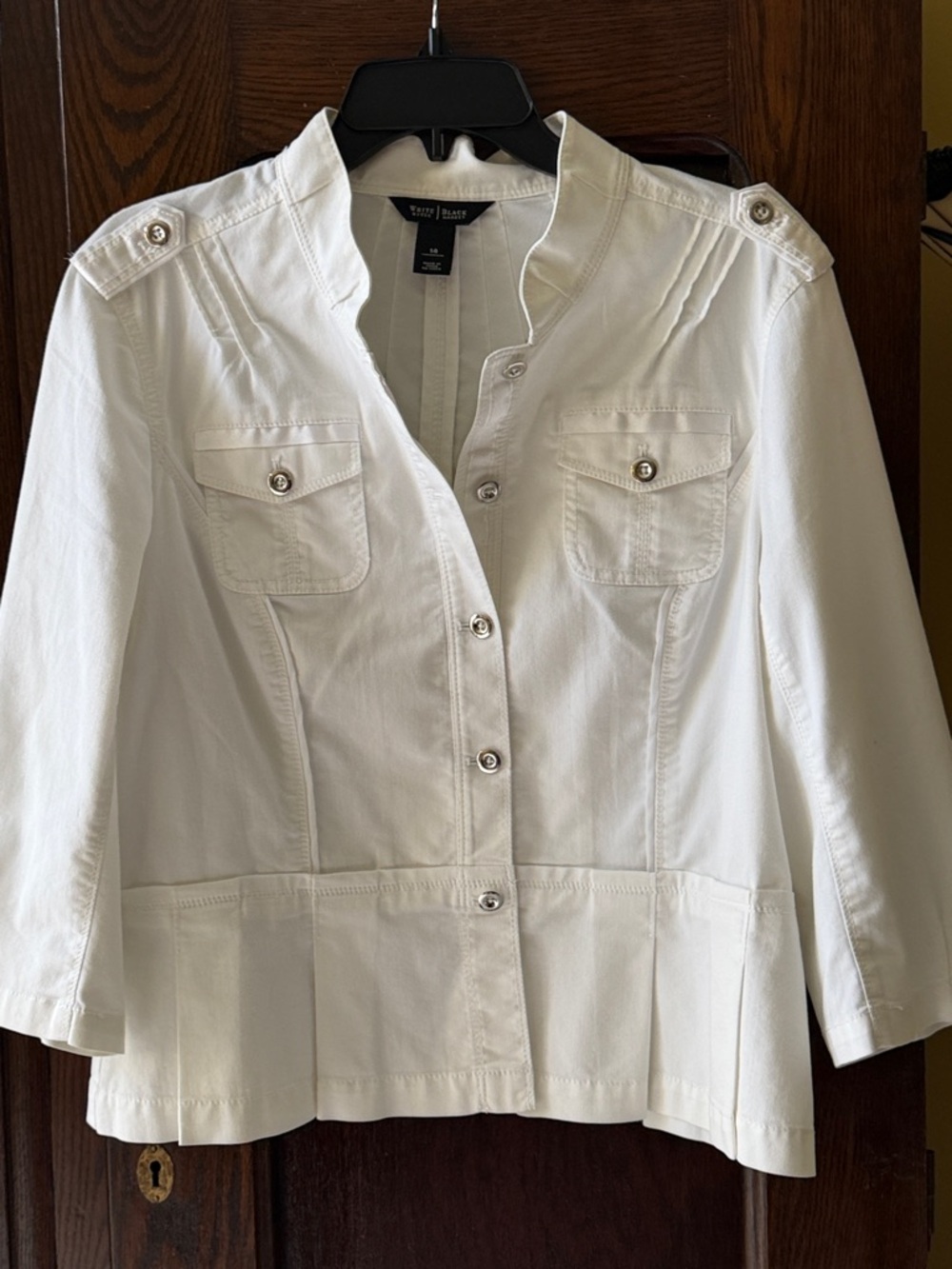White House Black Market White Tailored Button-Front Peplum Bottom Jacket